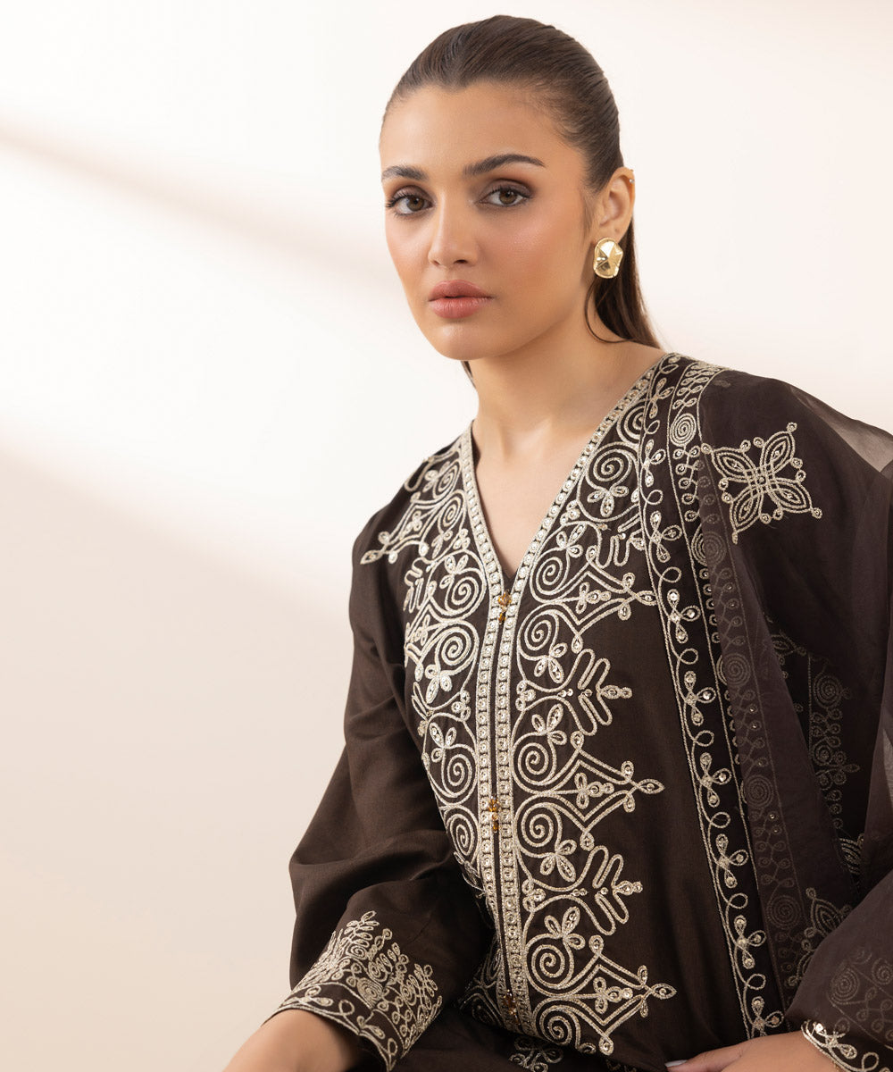 Sapphire Embroidered Raw Silk Suit