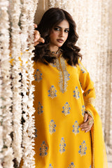 3-PC Embroidered Raw Silk Suit By Charizma