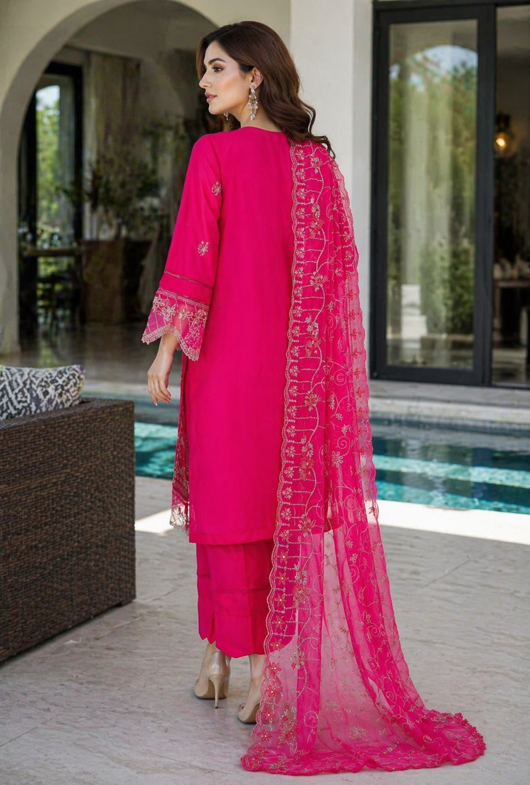 Bin Saeed Luxury Embroidered Lawn With Chiffon Dupatta
