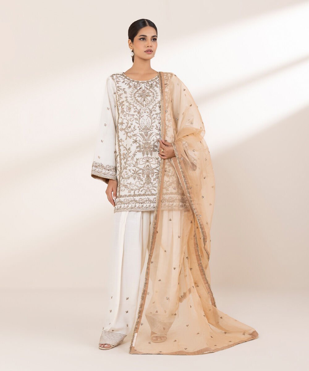 Sapphire Embroidered Raw Silk Suit