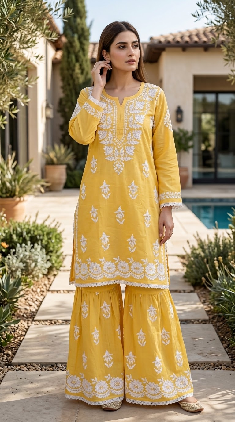 Lucknow 2pc Embroidered Kurti
