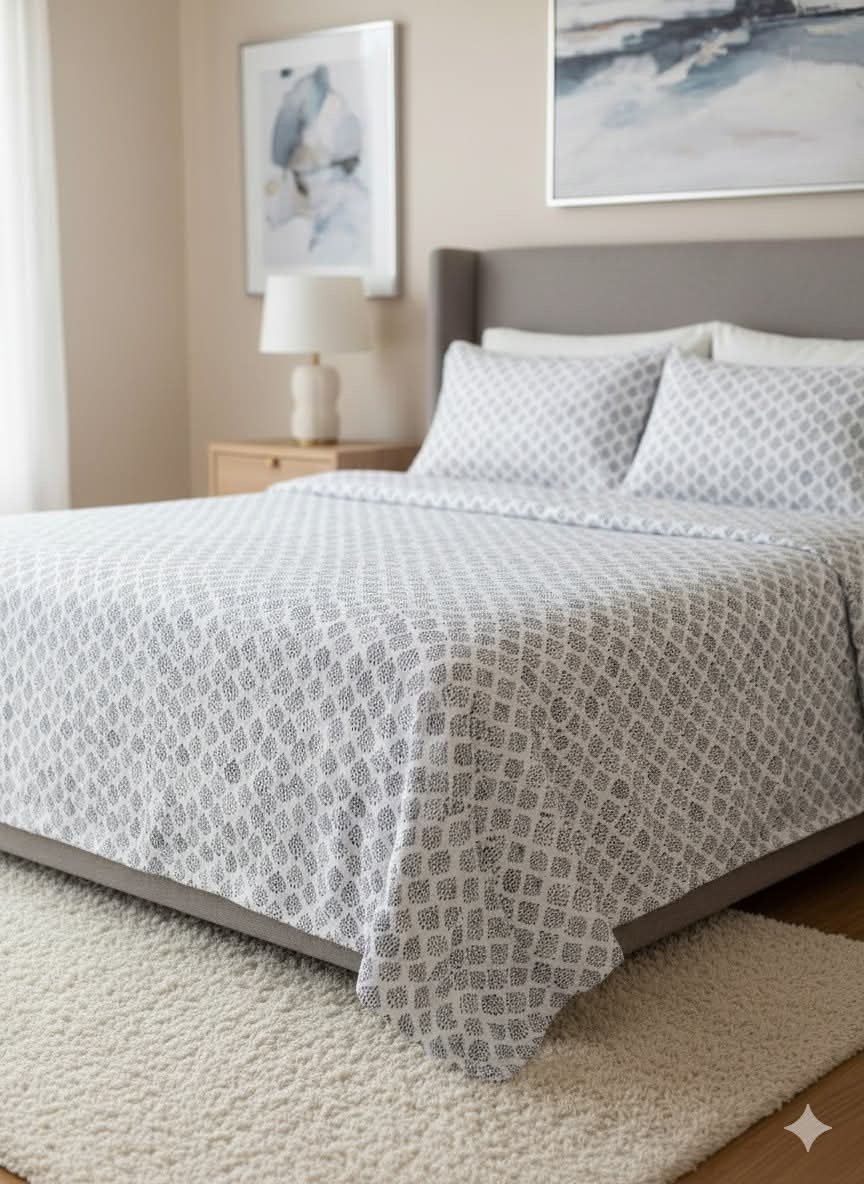 Pakistani King Size Bedcover with matching Pillow Covers