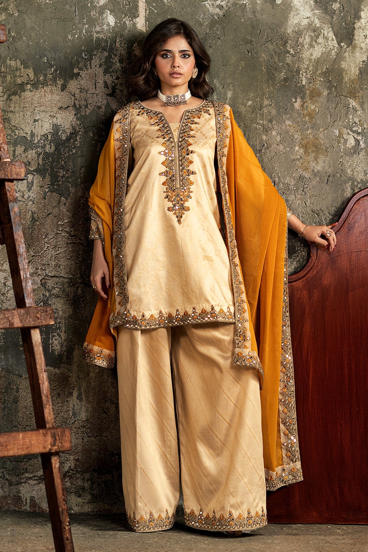 3-PC Embroidered Luxury Suit By Charizma
