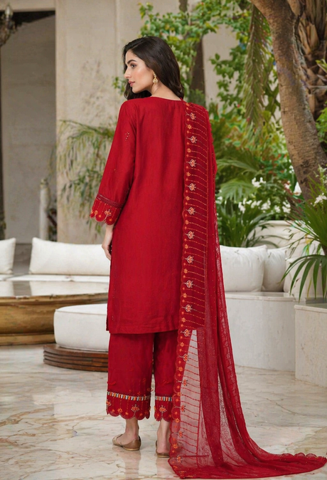 Bin Saeed Luxury Embroidered Lawn With Chiffon Dupatta