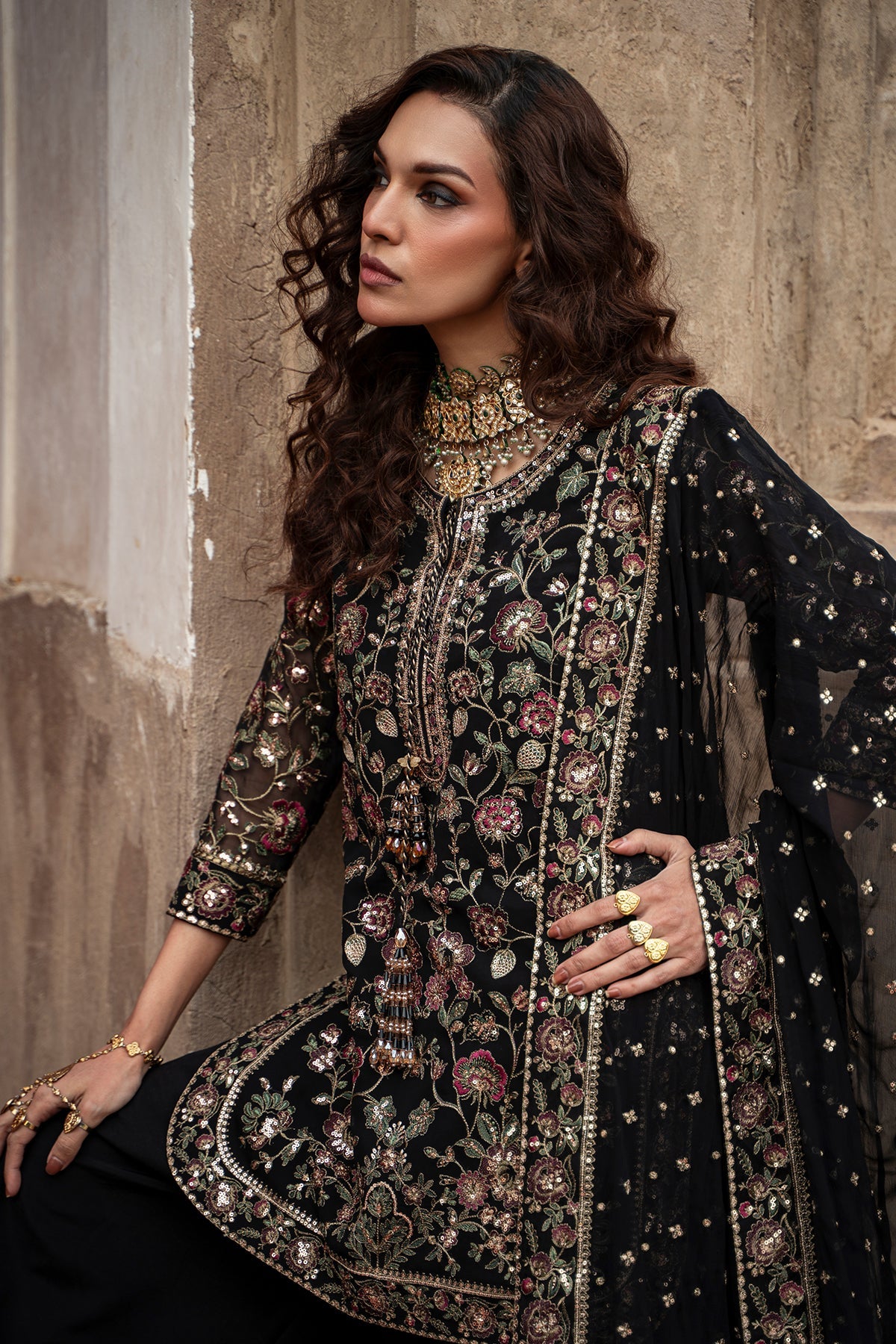 3-PC Embroidered Luxury Suit By Charizma
