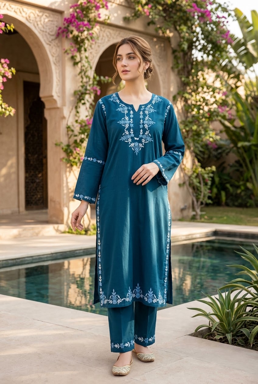 Lucknow 2pc Embroidered Co-Ord Set