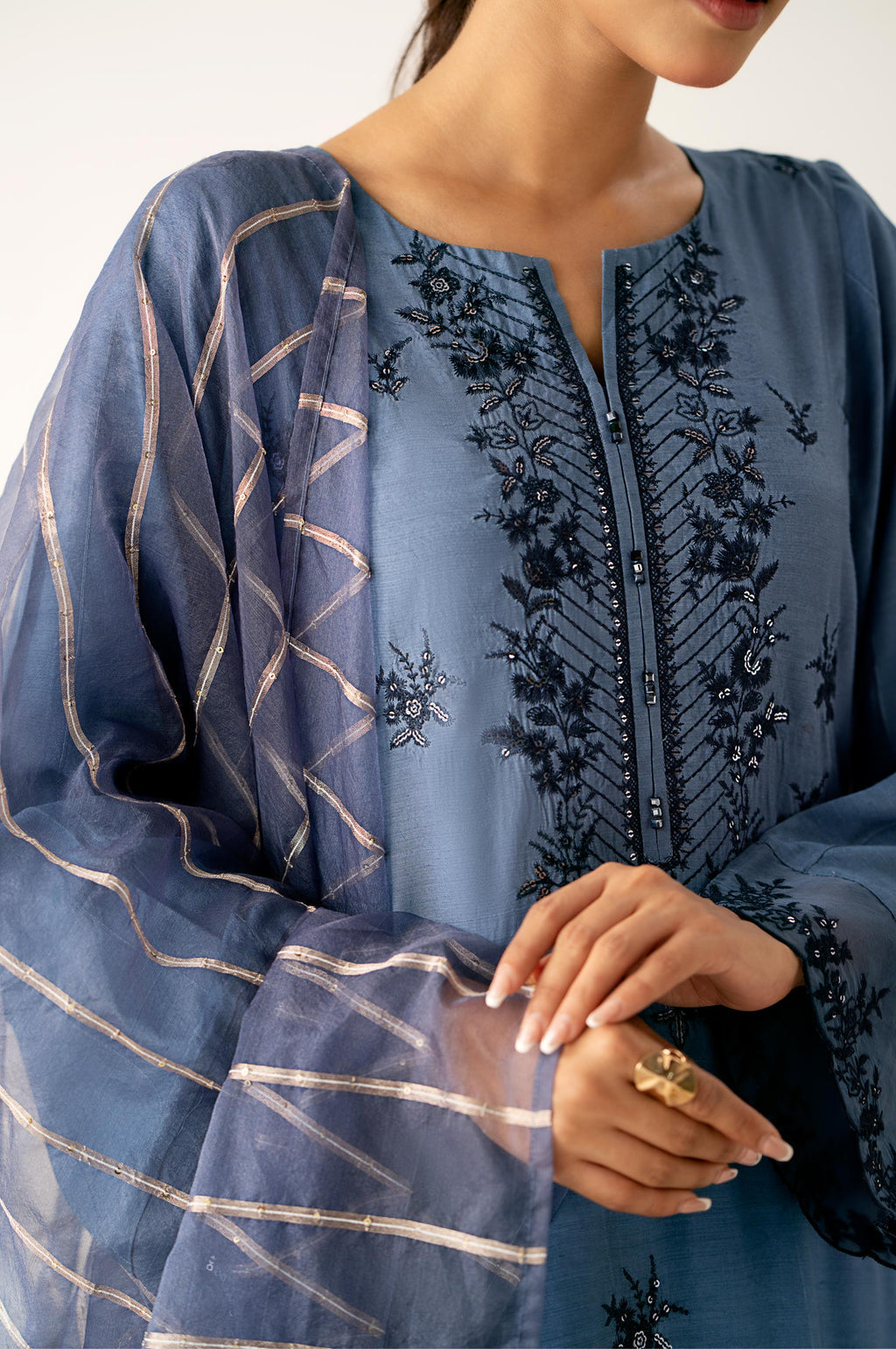 3-PC Embroidered Lawn by Zeen