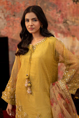 3-PC Embroidered Raw-Silk Suit By Charizma