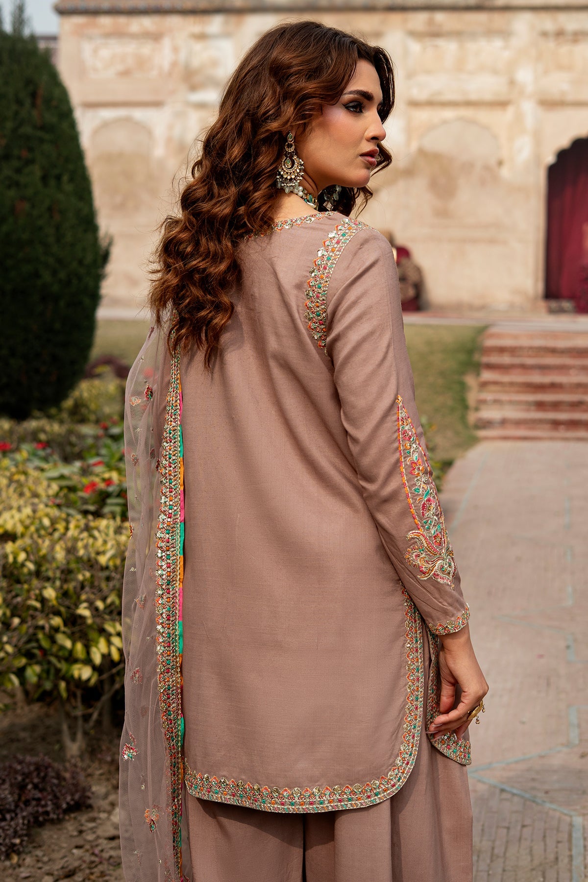 3-PC Embroidered Raw-Silk Suit By Charizma