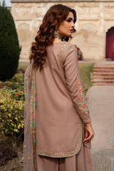 3-PC Embroidered Raw-Silk Suit By Charizma