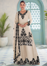Ivory Chinon Embroidery Palazzo Suit