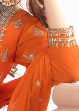 Orange Resham Embroidered Chinon Palazzo Suit