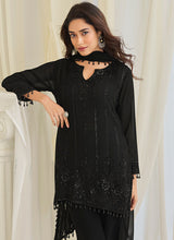 Black Chinon Silk Embroidery Work Festival wear Salwar Suit