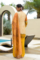 Mustard Crepe Silk Embroidered Straight Cut Suit Set