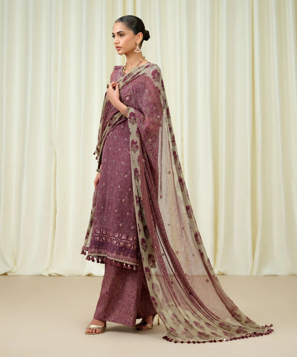 Sapphire Embroidered Chiffon Suit