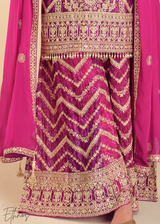 Hot Pink Chinon Palazzo Suit