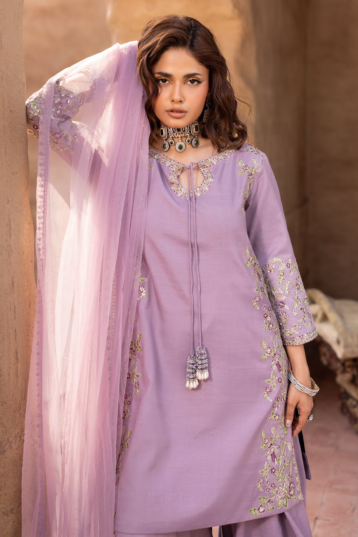 3-PC Embroidered Suit by Charizma