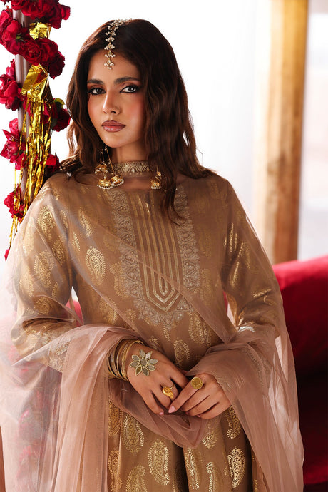 3-PC Embroidered Raw-Silk Suit By Charizma