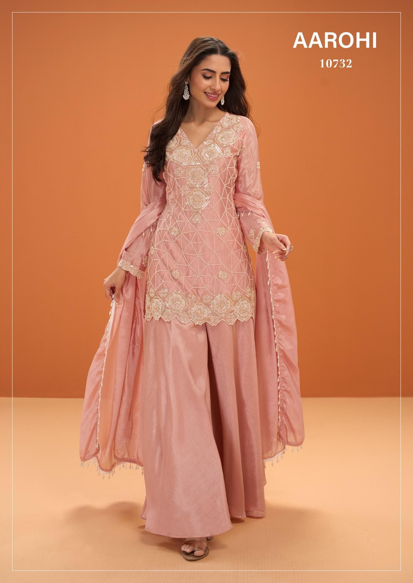 Premium Pink Color Chinnon Silk Palazzo