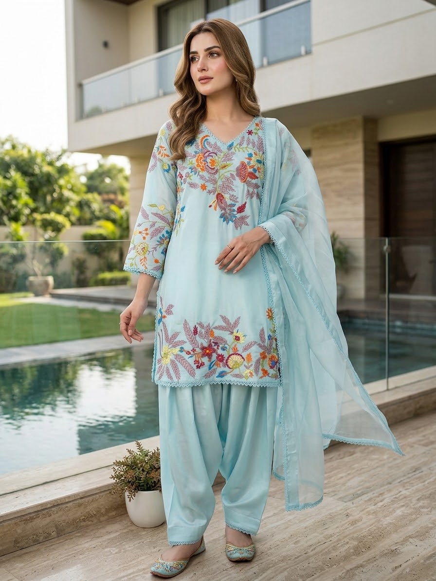 Indian Embroidered Farshi Suit