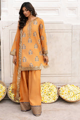 3-PC Embroidered Raw Silk Suit By Charizma