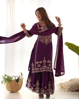 Indian Chinon Silk Sharara Suit
