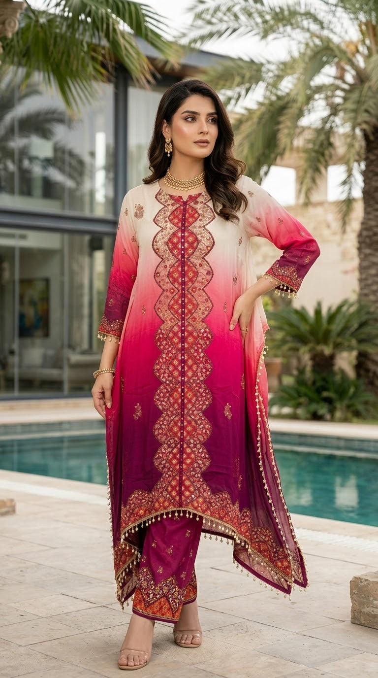 Natura Crape Chiffon Dup Kaftan