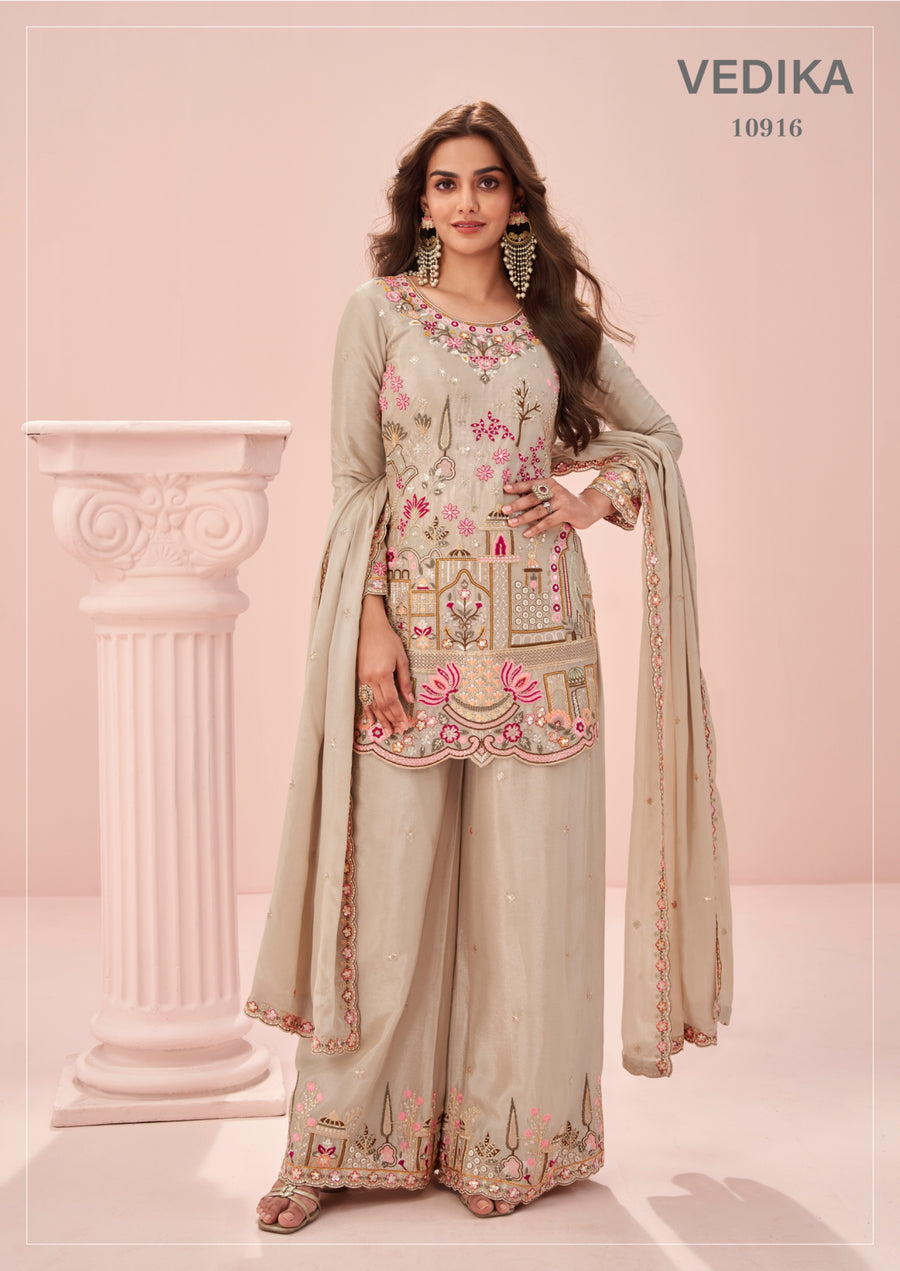 Indian Chinon Silk Sharara Suit