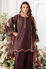 3-PC Embroidered Raw-Silk Suit by Charizma