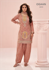 Dusty Rose Indian Chinon Premium Suit - full look