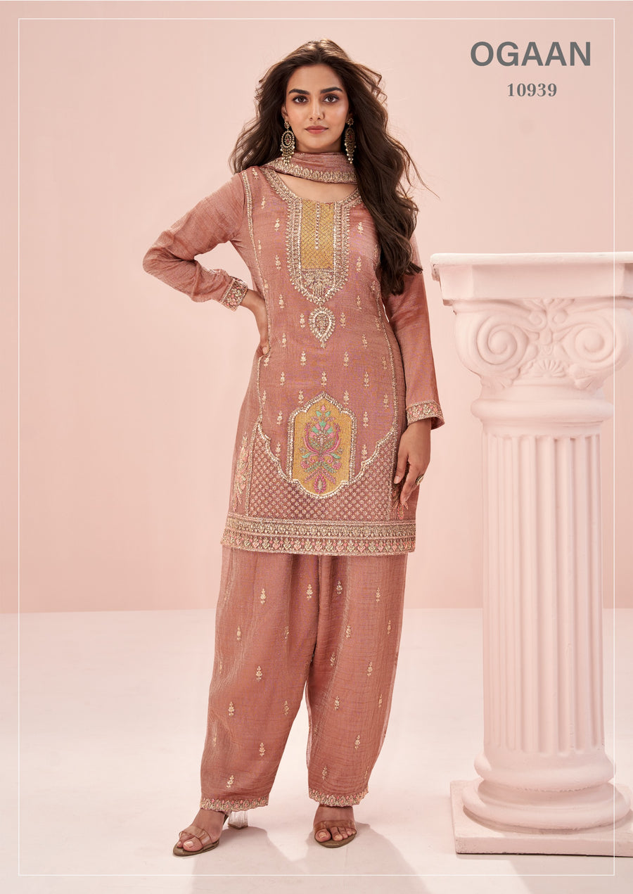 Dusty Rose Indian Chinon Premium Suit