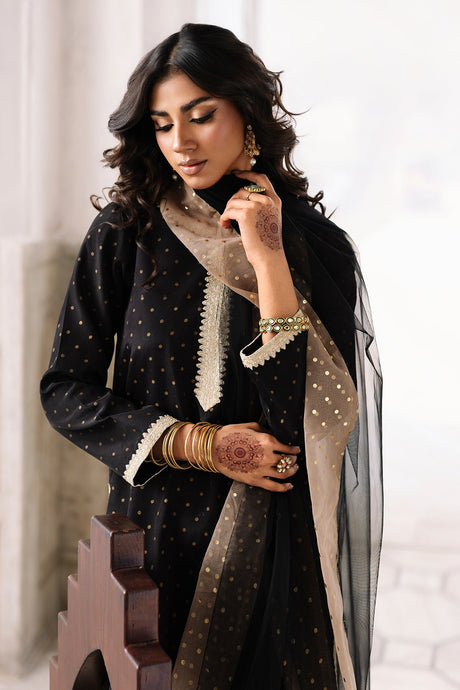 3-PC Embroidered Raw-Silk Suit By Charizma