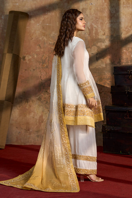 3-PC Embroidered Raw-Silk Suit By Charizma