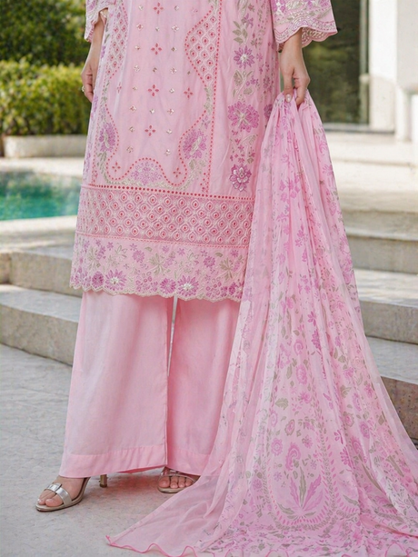 Bin Saeed Luxury Embroidered Lawn With Chiffon Dupatta