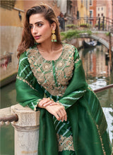 Dark Green Embroidered Designer Sharara Suit