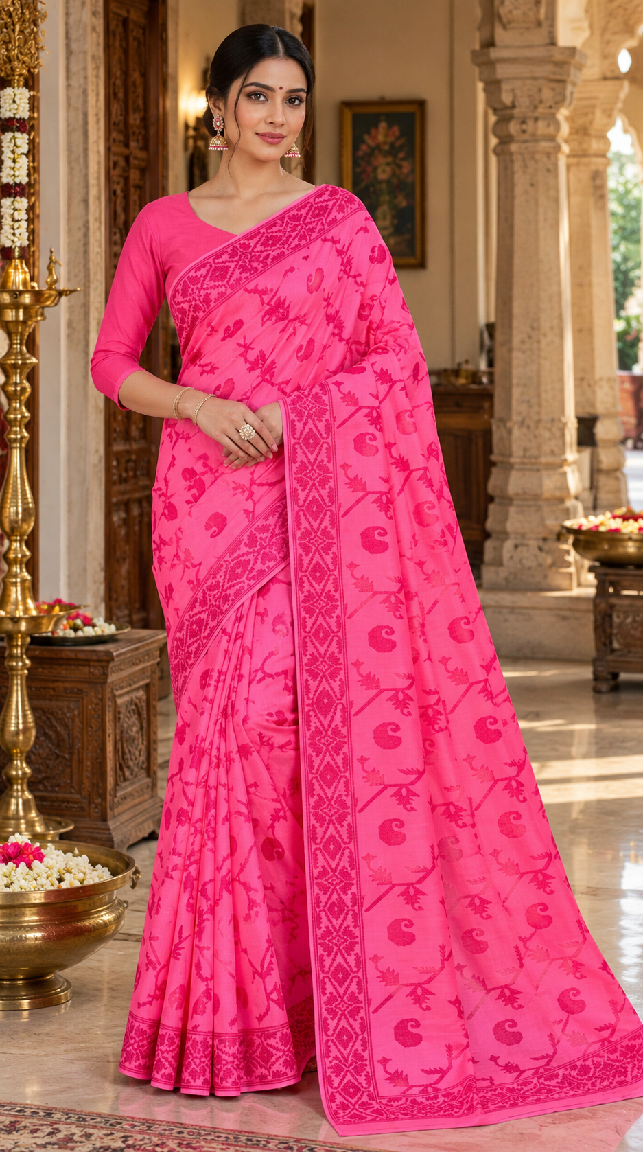 Indian Cotton Print Saree Without Blouse