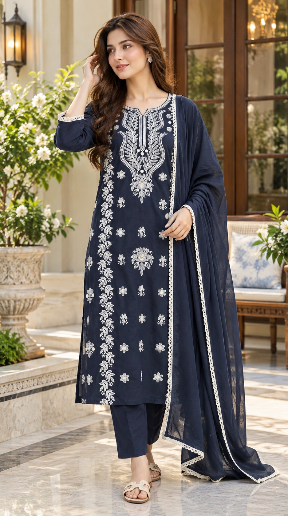 Cotton Embroidered 3pc Suit