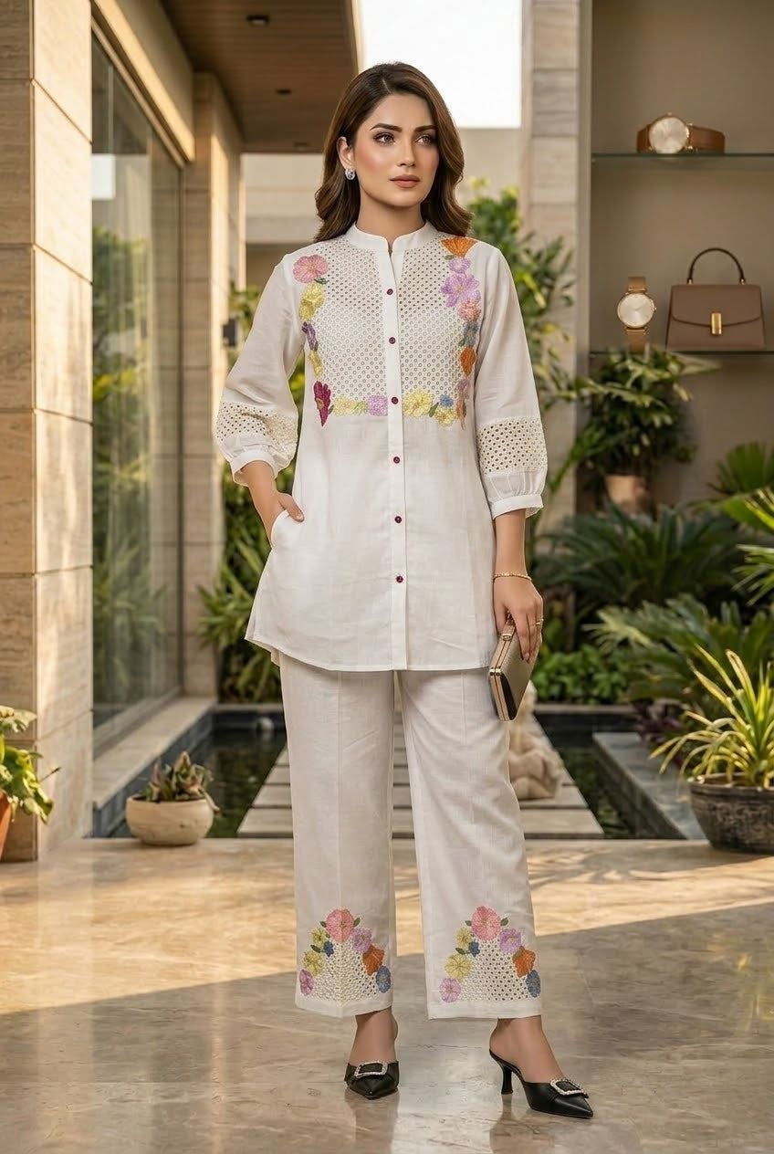 Mal Chanderi Embroidered Co-Ord Set