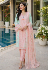 Bin Saeed Luxury Embroidered Lawn With Chiffon Dupatta