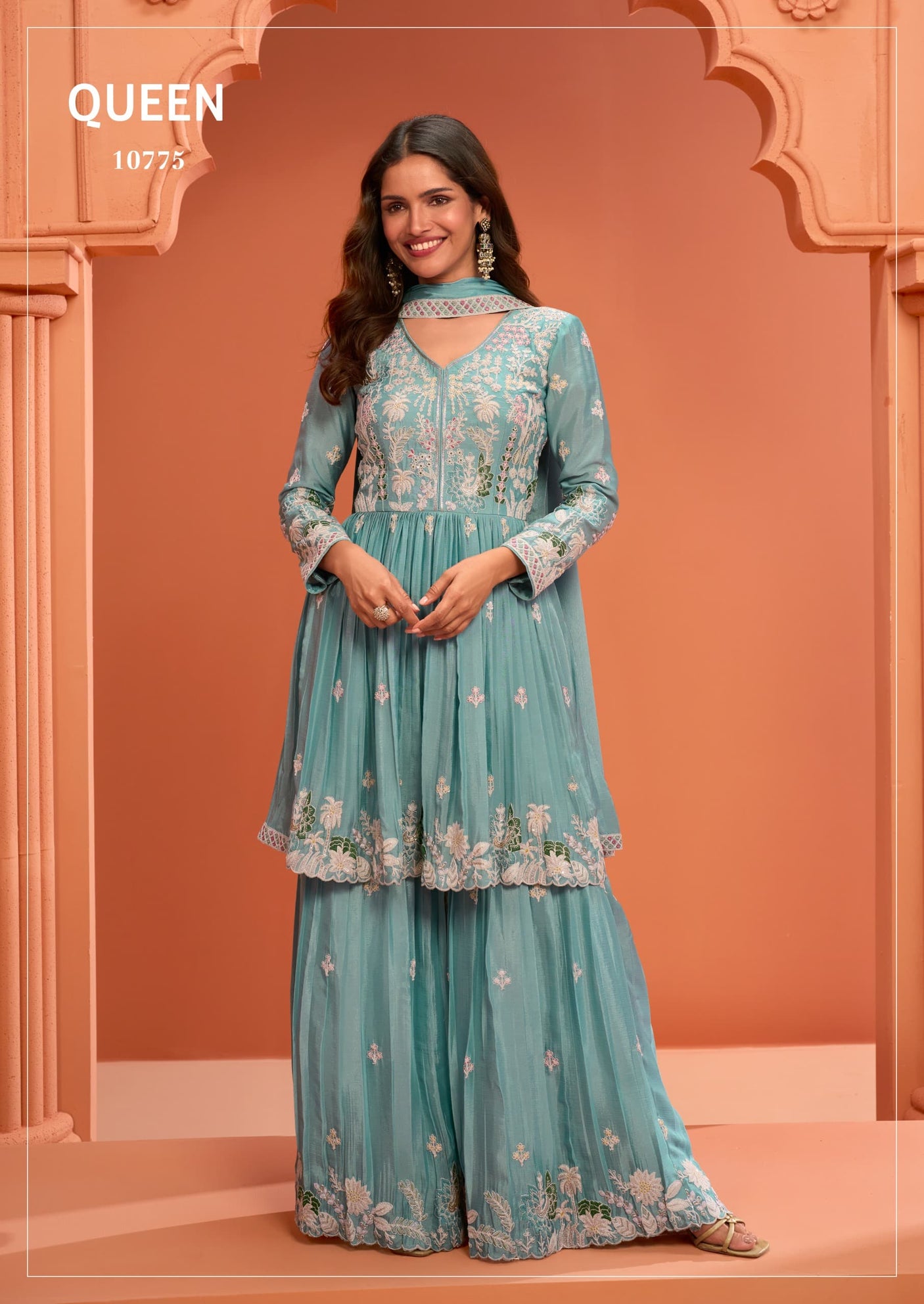 Indian Chinon Silk Sharara Suit