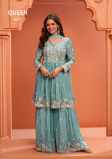 Indian Chinon Silk Sharara Suit