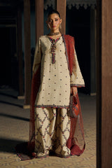 3-PC Embroidered Raw-Silk Suit By Charizma