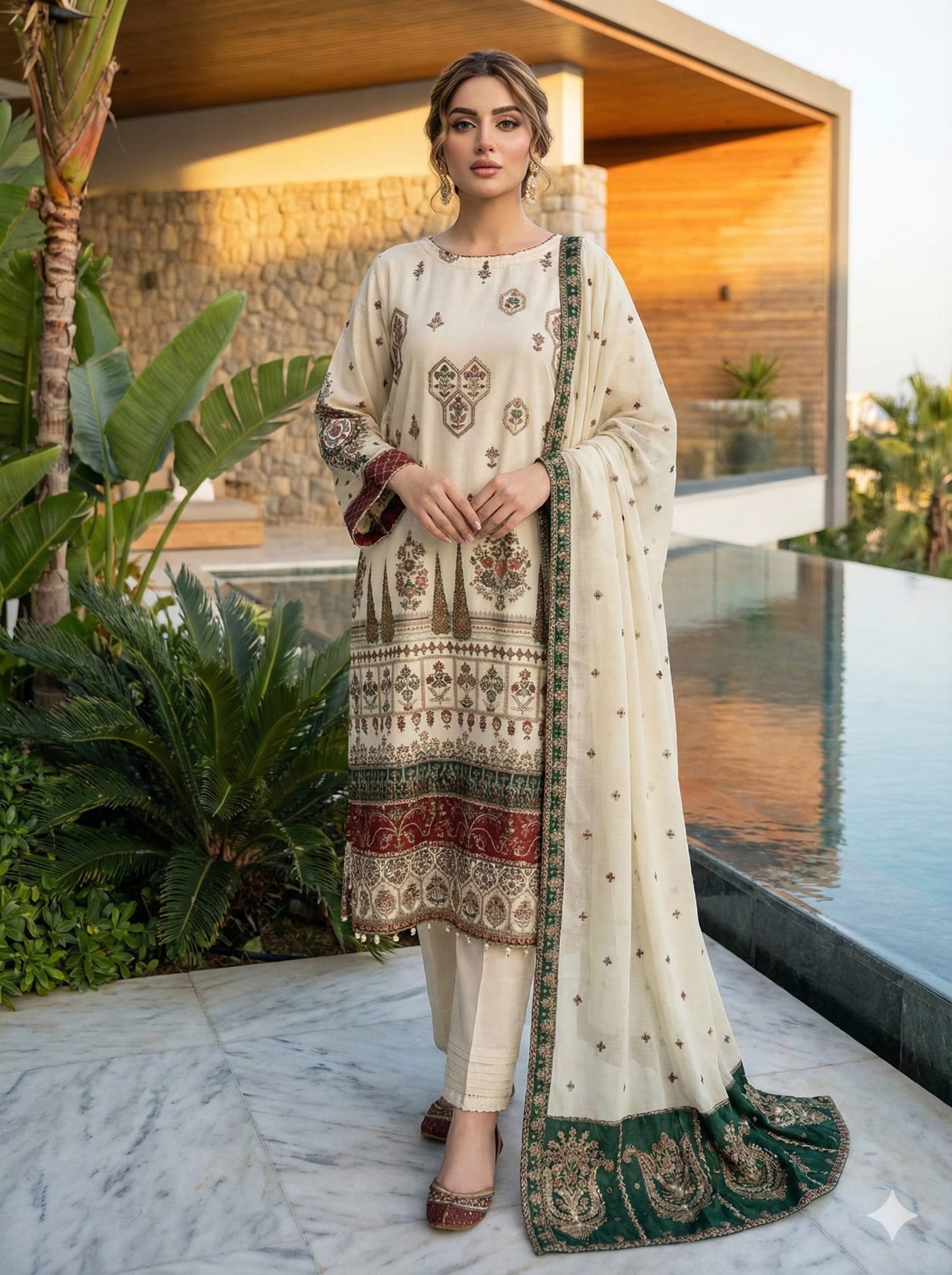 2pc Embroidered Suit