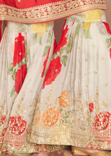 Candy Red Chinon Silk Sharara Suit