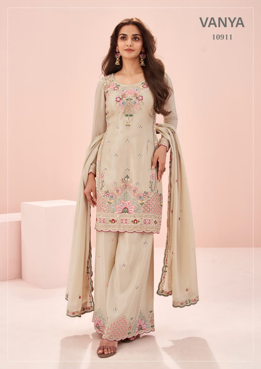 Indian Chinon Silk Sharara Suit