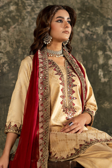 3-PC Embroidered Luxury Suit By Charizma