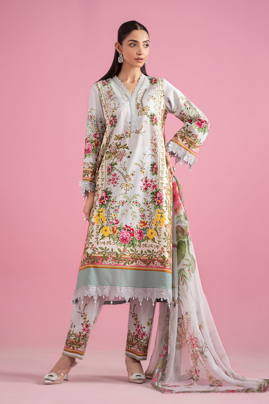 Maria. B. Embroidered  Lawn Suit