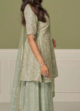 Sea Green Georgette Embroidered Palazzo Suit