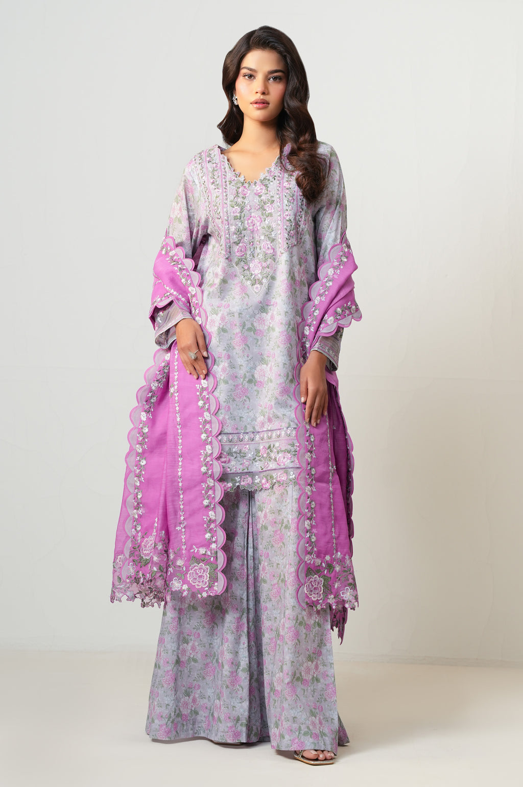 3-PC Embroidered Lawn by Zeen