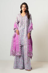 3-PC Embroidered Lawn by Zeen